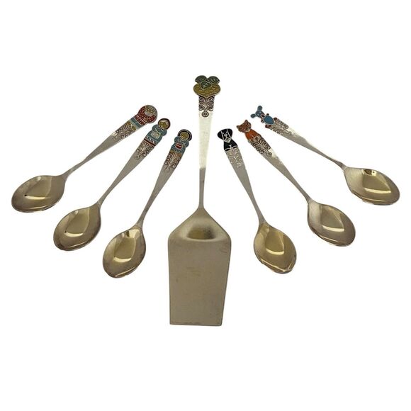 Vintage Soviet Russian Repka 6 Tea Spoon Cake Shovel Enamel Melchior Cupronickel - Picture 12 of 12